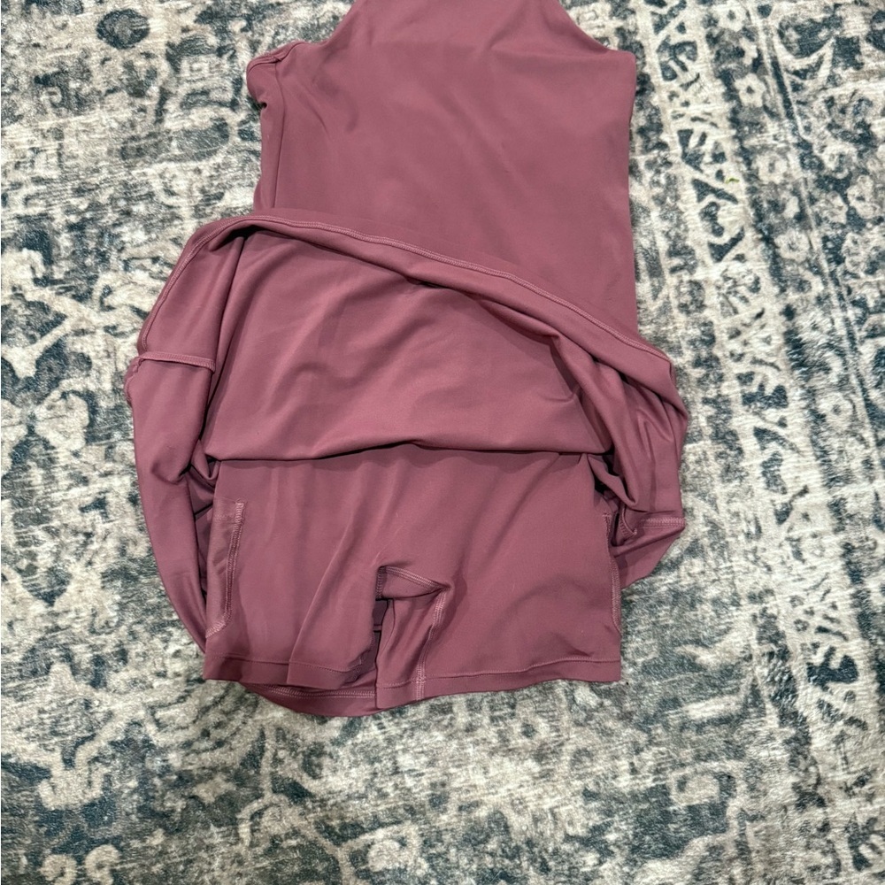 Girlfriend Collective work out Mini Dress in Mauve with shorts underneath - Picture 6 of 11